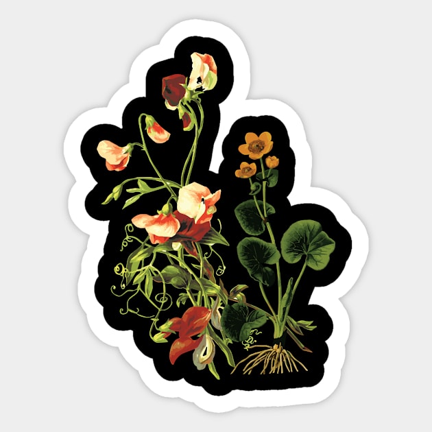 Colorful flowers and leaves Sticker by Flowerart1232